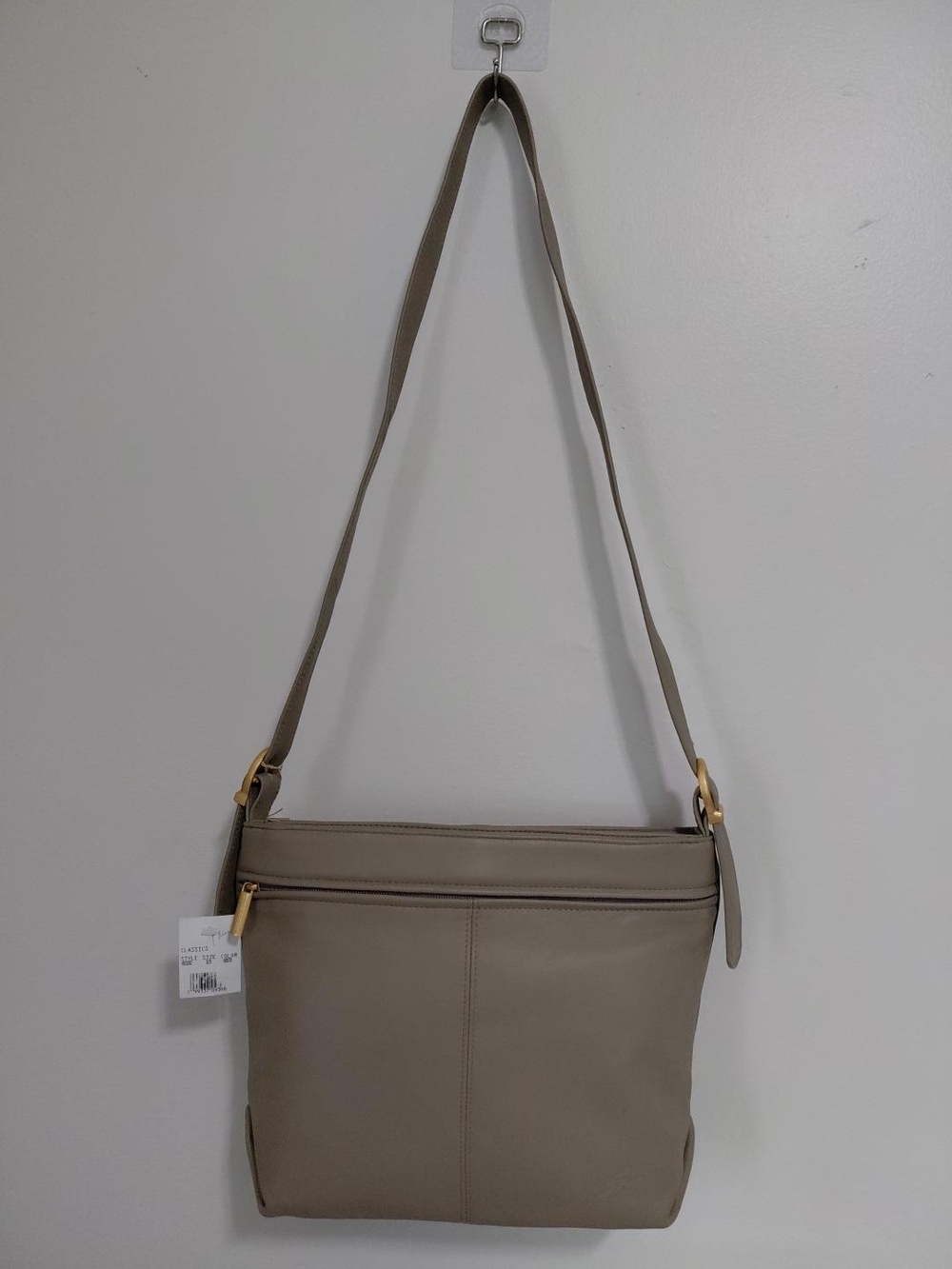 Stone Mountain Taupe Shoulder Bag with Gold-Tone Accents - Sleek Everyday Bag